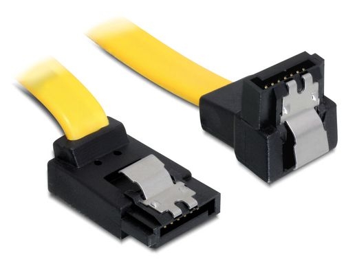 Delock SATA-3 Kabel: 20cm, Metall Clip,gelb