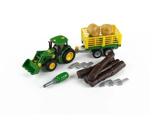Klein-Toys JD Traktor + Holz-Heuwagen