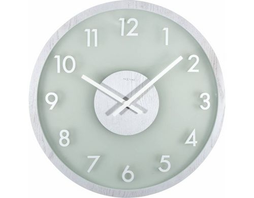 NexTime Wanduhr Frosted Wood Weiss