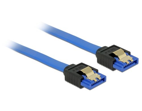 Delock SATA-3 Kabel: 50cm,Metall Clip, blau