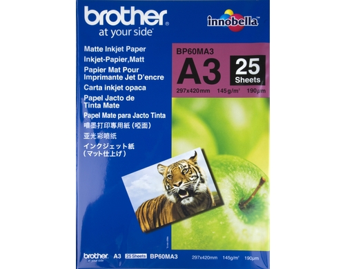 Brother Mattes Inkjetpapier A3, 25 Blatt