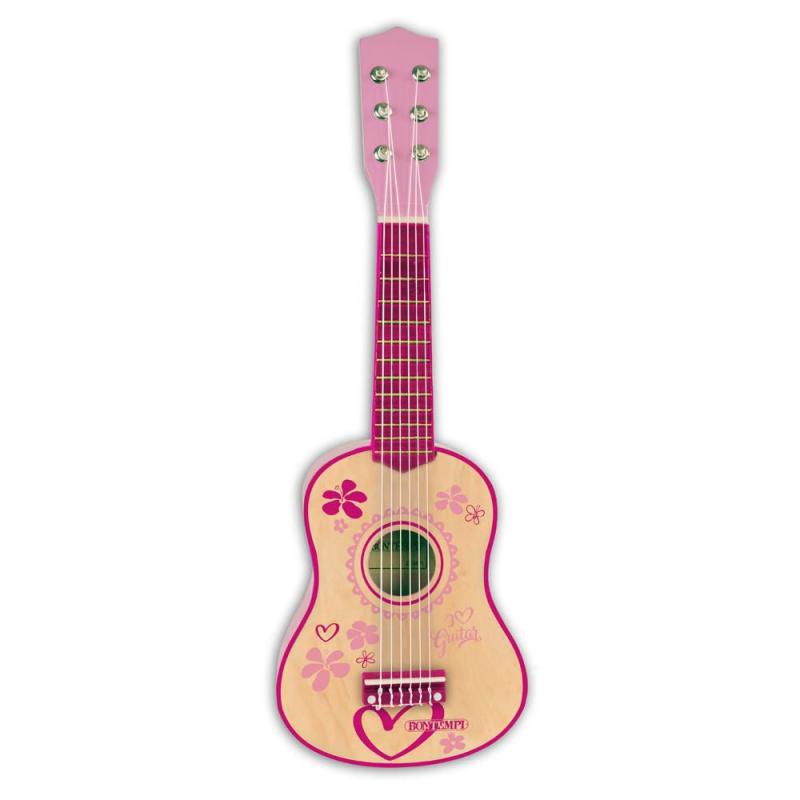 Bontempi Holz-Gitarre 55cm Pink Stickers