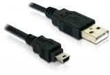 Delock USB2.0-Kabel A-MiniB: 1.5m, schwarz
