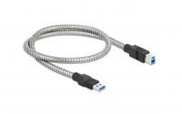 Delock USB3.2 Kabel, 50cm, A-B, Metalmantel