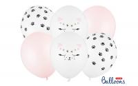 Partydeco Ballons Cat mix, weiss, rosa