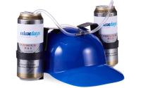 relaxdays Trinkhelm Blau, 2 Dosenhalter