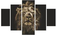 Wallxpert Bild Löwe 5-teilig