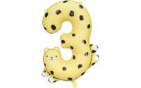 Partydeco Folienballon Zahl 3 Gepard