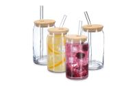 relaxdays Trinkgläser-Set Bambus 450ml