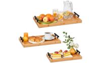 relaxdays Serviertablett-Set Bambus