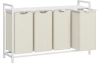 Vasagle Wäschekorb mit Ablage Weiss, 4x 38L