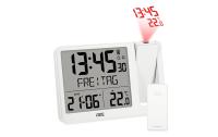 ADE digitale Funkuhr mit Projektion weiss