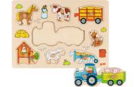 Goki Steckpuzzle Traktor mit Anhängern