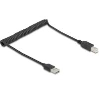 Delock USB2.0 Spiralkabel A-B, 50-80cm