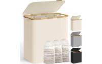 Songmics Wäschekorb Creme, 130 L, 3 Fächer