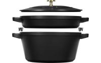 Staub Cocotte 3tlg. 24cm, rund, Schwarz,