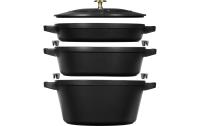 Staub Cocotte 4tlg. 24cm, rund, Schwarz,