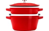 Staub Cocotte 3tlg. 24cm, rund, Kirsch-Rot