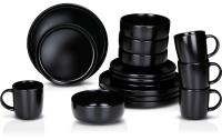 Alpina Geschirrset Schwarz, 16teilig