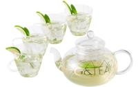 Oak&Steel Teekanne mit Tassen aus Glas