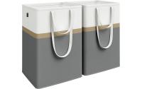 Songmics Wäschekorb 2er Set, Grau-Weiss