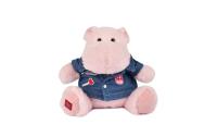 Hippo rosa mit Jeansjacke 20cm